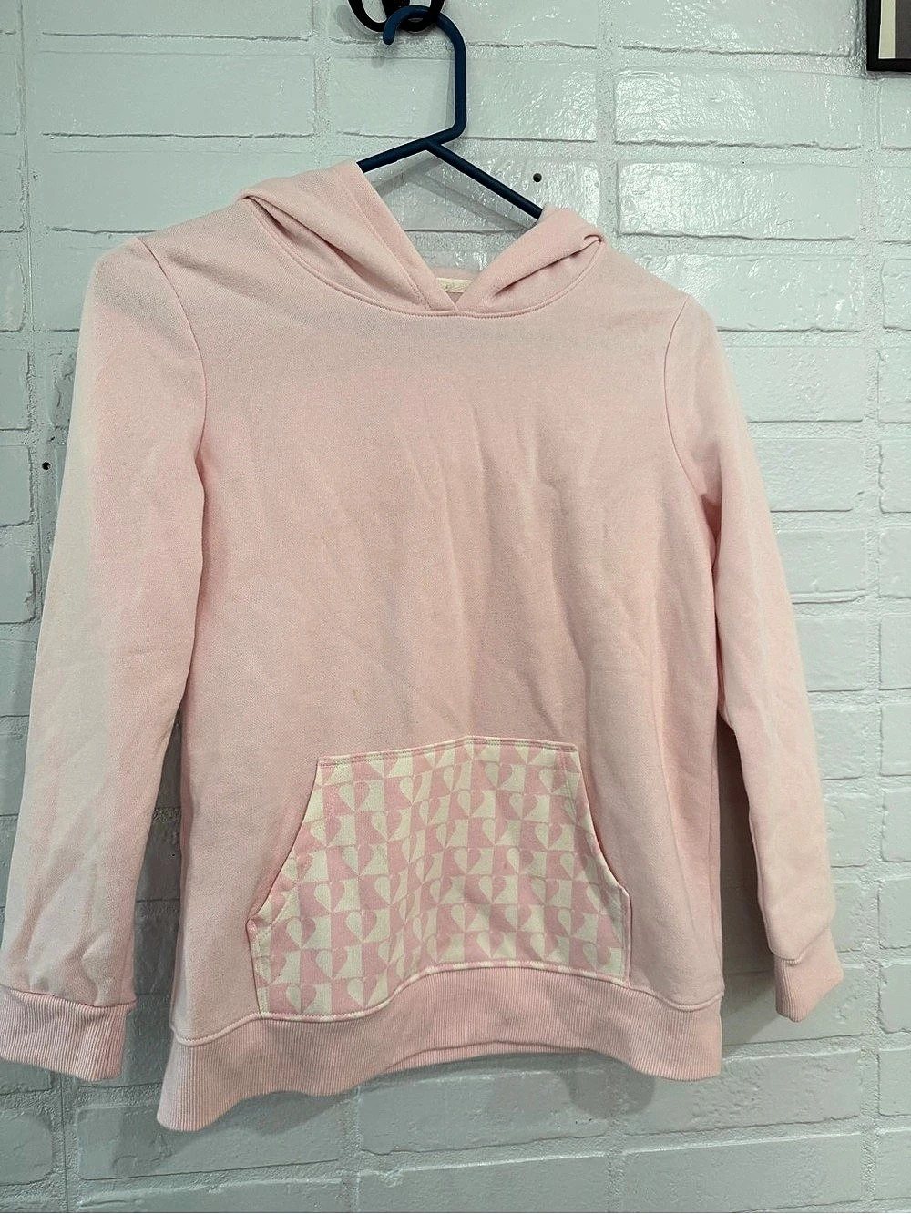 Cat & Jack Girls Pink Pullover Hoodie with Patterned Pocket Geometric Pullover